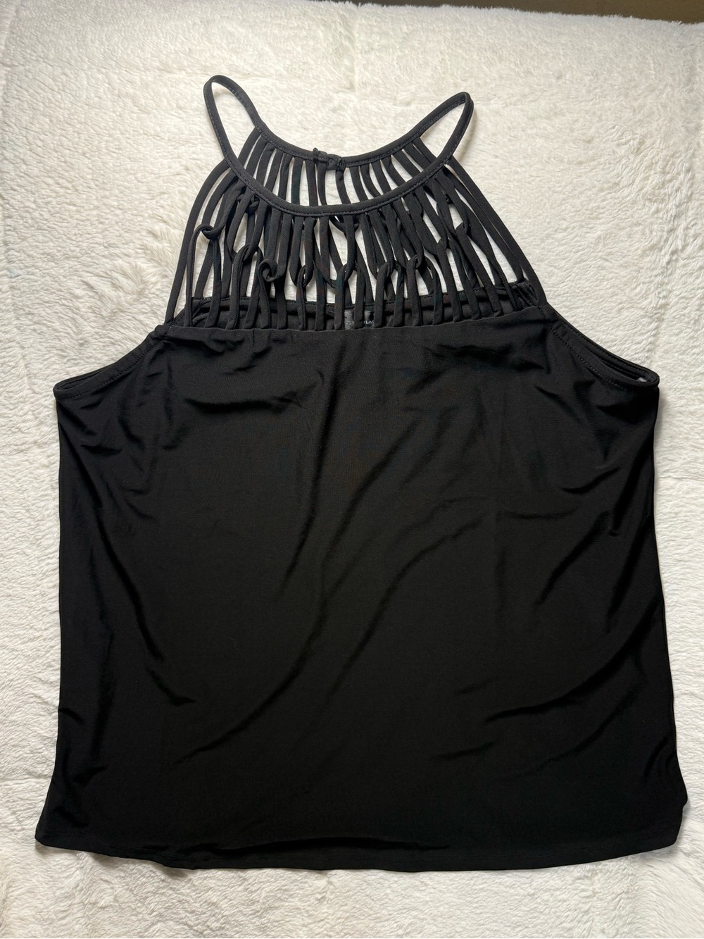 NWOT Women's Buckle Black Strappy High-Neck Tank Top sz Med